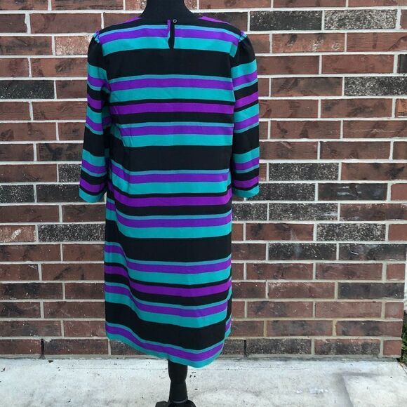 NWT Tegan 100% Silk Striped Dress Size 8 - Picture 5 of 10